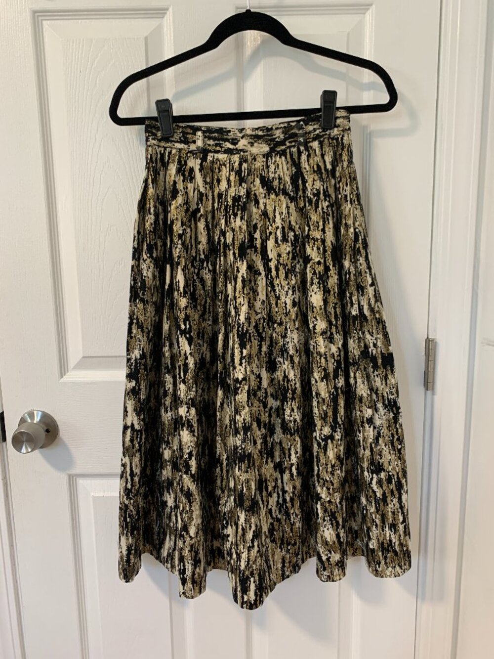 Vintage Handmade Full A Line Midi Skirt, Foiled Brushed Cotton fits XS